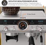 Krups Precision Cafetera espresso manual con portafiltro y molinillo, Cafetera barista con panel de control intuitivo, ajustes de preinfusión, Cafetera espresso con boquilla de vapor, calentamiento rápido, XP801T10