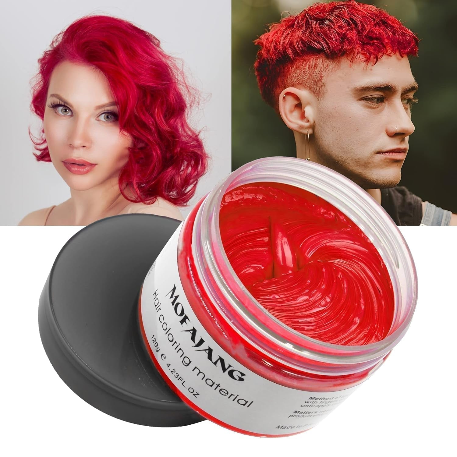 Color de cabello temporal, tono de cabello para peinar para hombres y mujeres, pomada para el cabello natural, cera para teñir el cabello para fiestas, cosplay y Halloween, 4.23 oz (gris plateado) Naty Shop Tinte para el cabello 7 rojo