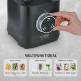CASO Powerblender B 2000 - Batidora con base profesional, 30.000 U/Min, 2000 Watt, Bruchsicherer Tritan-Mixbehälter (2 L), libre de BPA, función Pulse, Shake, Smoothie, 8-Fach Messer-System Mit Titanbeschichtung Kitchen Naty Shop