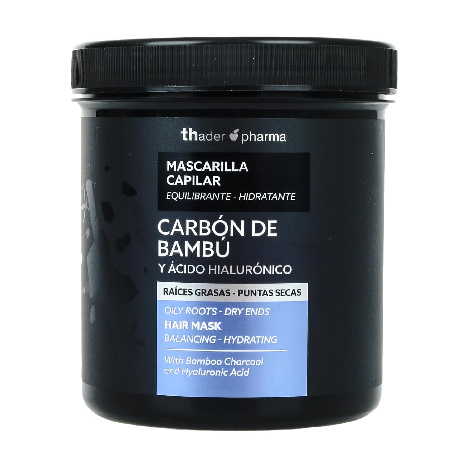 Thader Pharma Mascarilla capilar equilibrante con carbón de bambú y ácido hialurónico - Ideal para raíces grasas y puntas secas, 700 ml Naty Shop Hair Mask Default Title