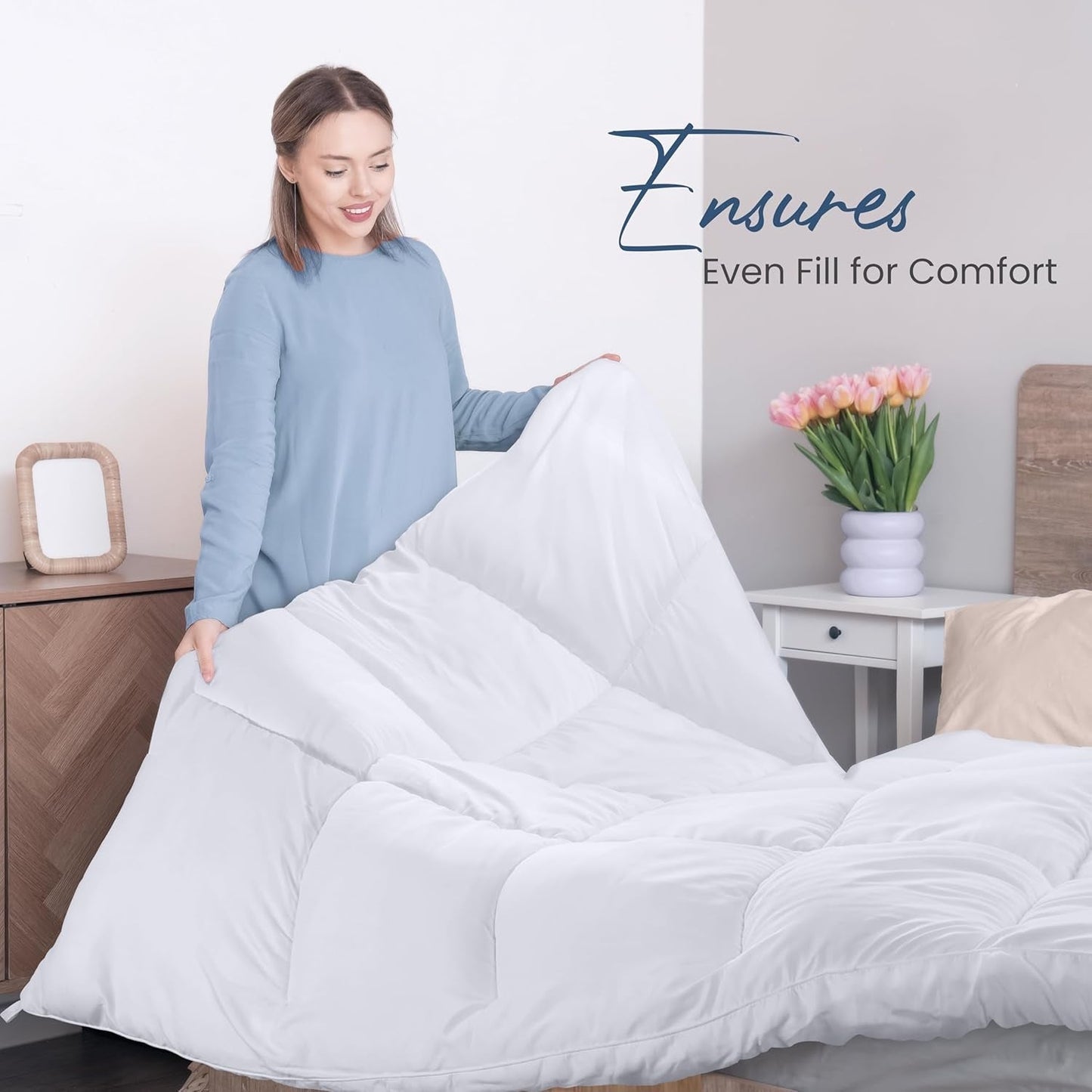 Utopia Bedding FBA_B01JPECQF8 Edredón de matrimonio, blanco, poliéster, twin Edredones y edredones Naty Shop
