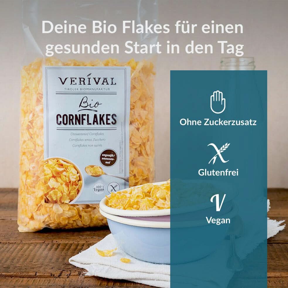 Verival Cornflakes sin azúcar, paquete 6 x 250 gramos Cereale Naty Shop