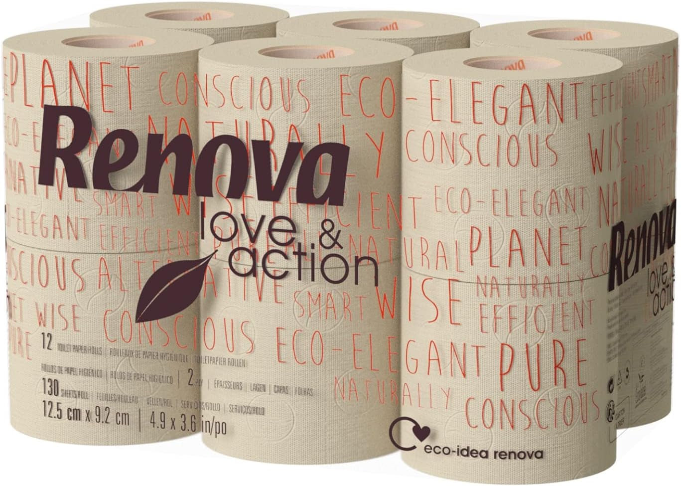 Papel Higienico Renova Love & Action, Beiger Paquete 9 X 12 Rollos-: 108