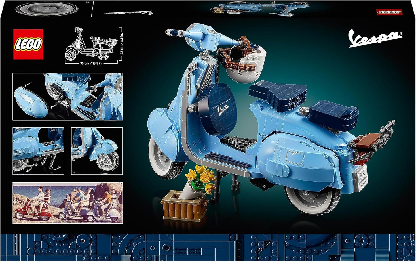LEGO Icons Vespa 125, Modelo de motocicleta para construir, Scooter italiano vintage, Kit de modelo para adultos, Pieza de exhibición como decoración de la habitación, Regalos para mujeres y hombres 10298 Kits de construcción Besuche den LEGO-Store
