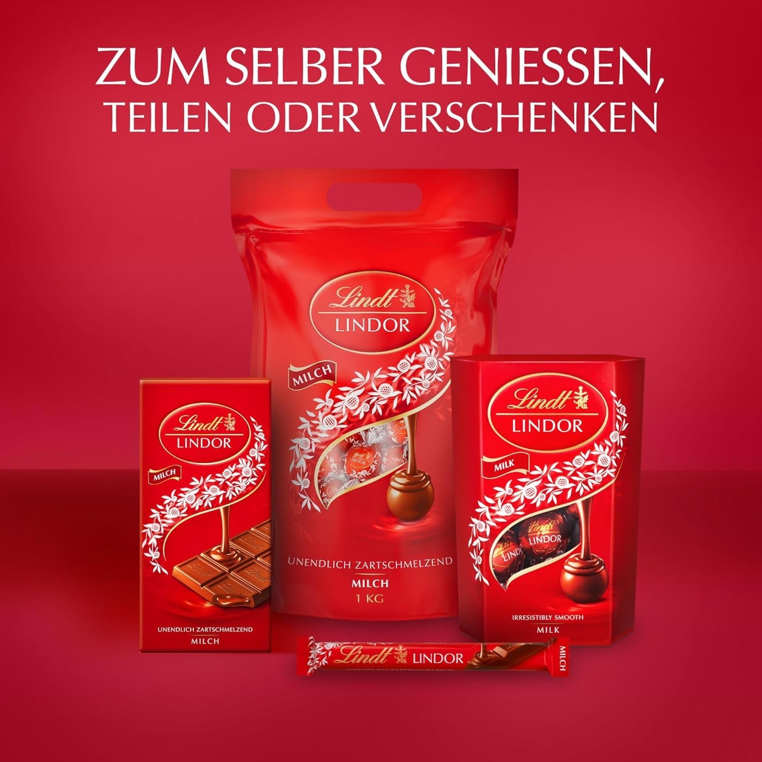 Chocolate Lindt | Cono chocolate con leche LINDOR | 500g | 38 bolas de chocolate con leche con relleno que se deshace en la boca | regalo de chocolate