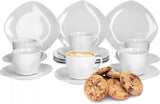 Van Well Lilli Servicio de café para 12 personas, vajilla cuadrada de porcelana blanca de 36 piezas con bordes curvos para una mesa de centro perfectamente dispuesta - Apto para lavavajillas