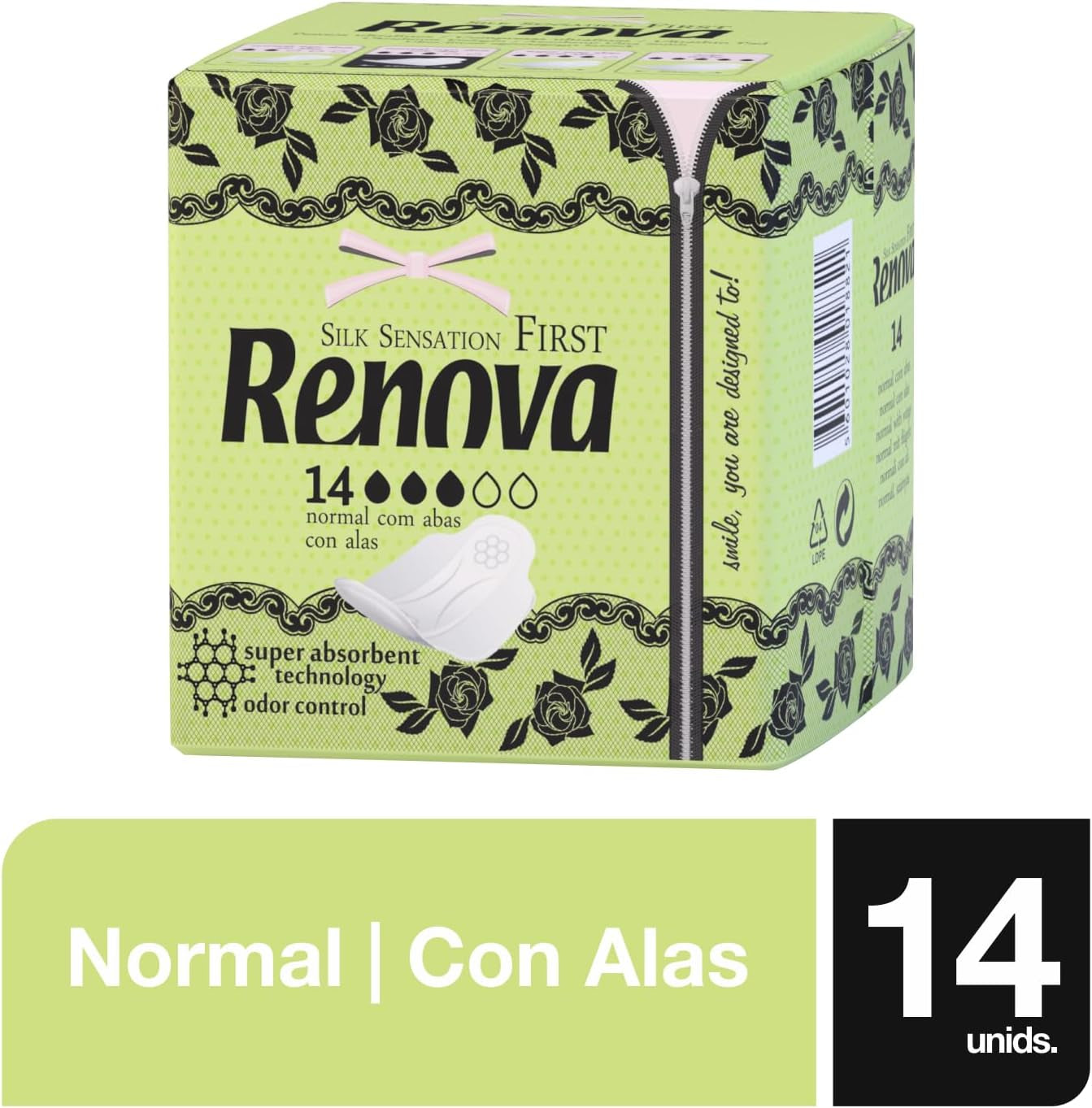 Renuevan las primeras compresas normales con alas | 14 tabletas | Ultrafino y superabsorbente.