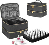 Organizador de laca de uñas Tasche, caja de almacenamiento de laca de uñas Doppelschicht, organizador Koffer para Nageldesign Kosmetiktasche para 30 botellas de base de neouñas (15 ml-0,5 onzas líquidas) y 1 lámpara de uñas (negro)