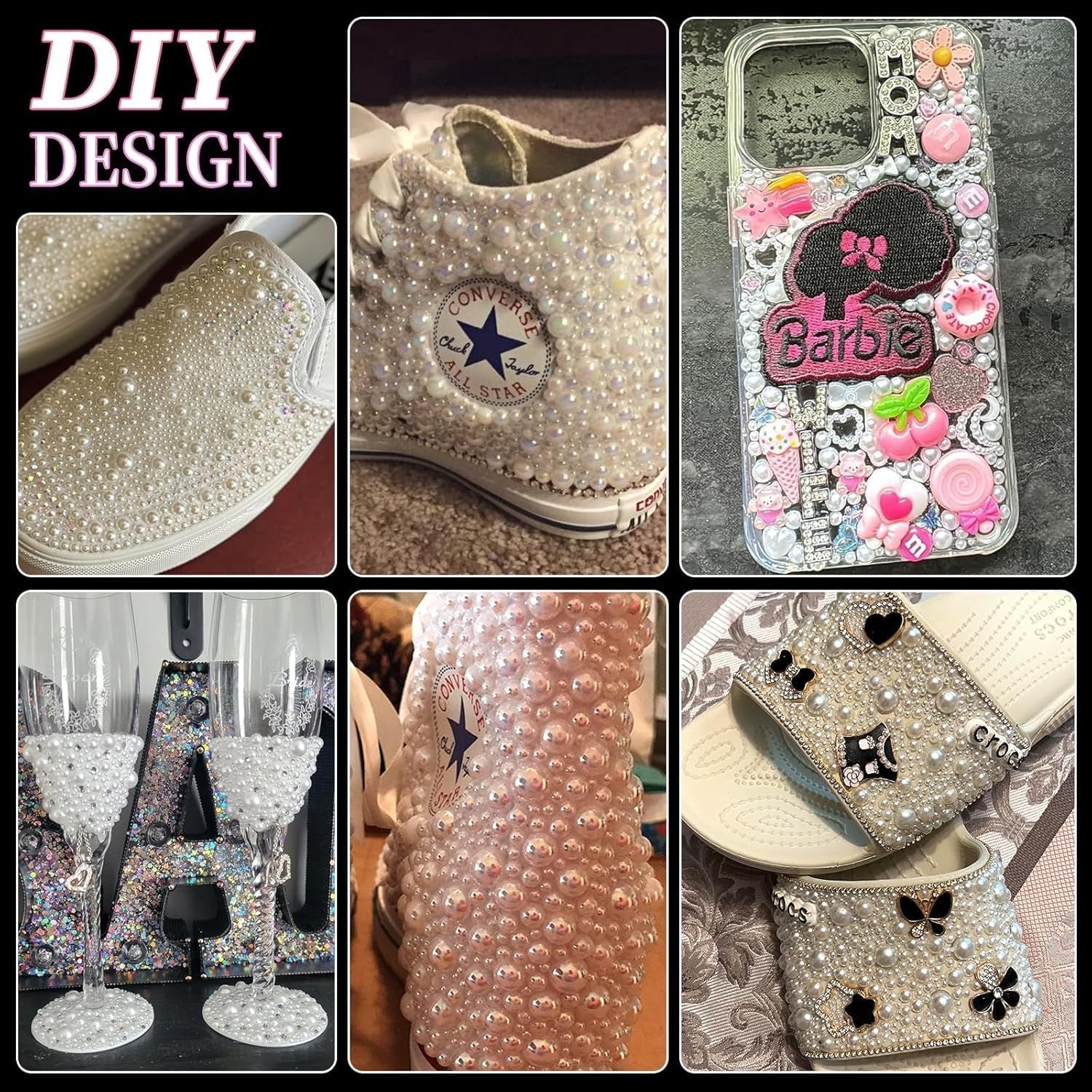 GZMAYUEN 920 Uds. Perlas planas doradas y plateadas para uñas, perlas de uñas color beige medio blanco, perlas pequeñas Halbrunde con parte posterior plana para decoración de uñas DIY