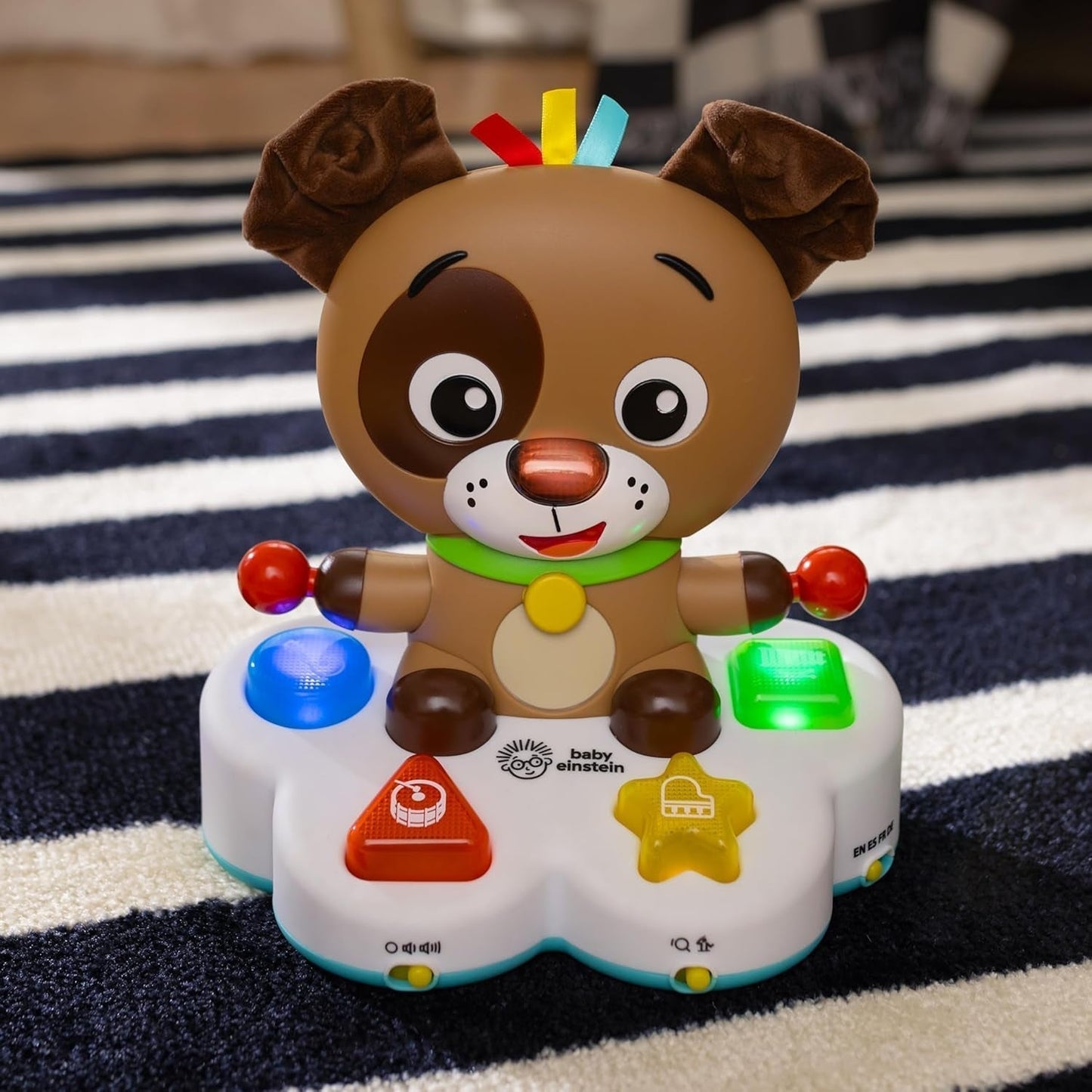 Baby Einstein, Drum & Learn Dean Juguete Musical de Aprendizaje - Juguete Bebé Multisensorial, 2 Modos de Juego, Colores, Formas e Instrumentos, Más de 50 Sonidos, A Partir de 6 Meses Juguetes Bebé Naty Shop