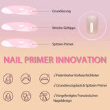 Juego de uñas postizas, 240 piezas de uñas cuadradas cortas, modelo de gel suave, degradado blanco desnudo, pegamento natural falso en uñas postizas para mujeres DIY (degradado desnudo, 240X)