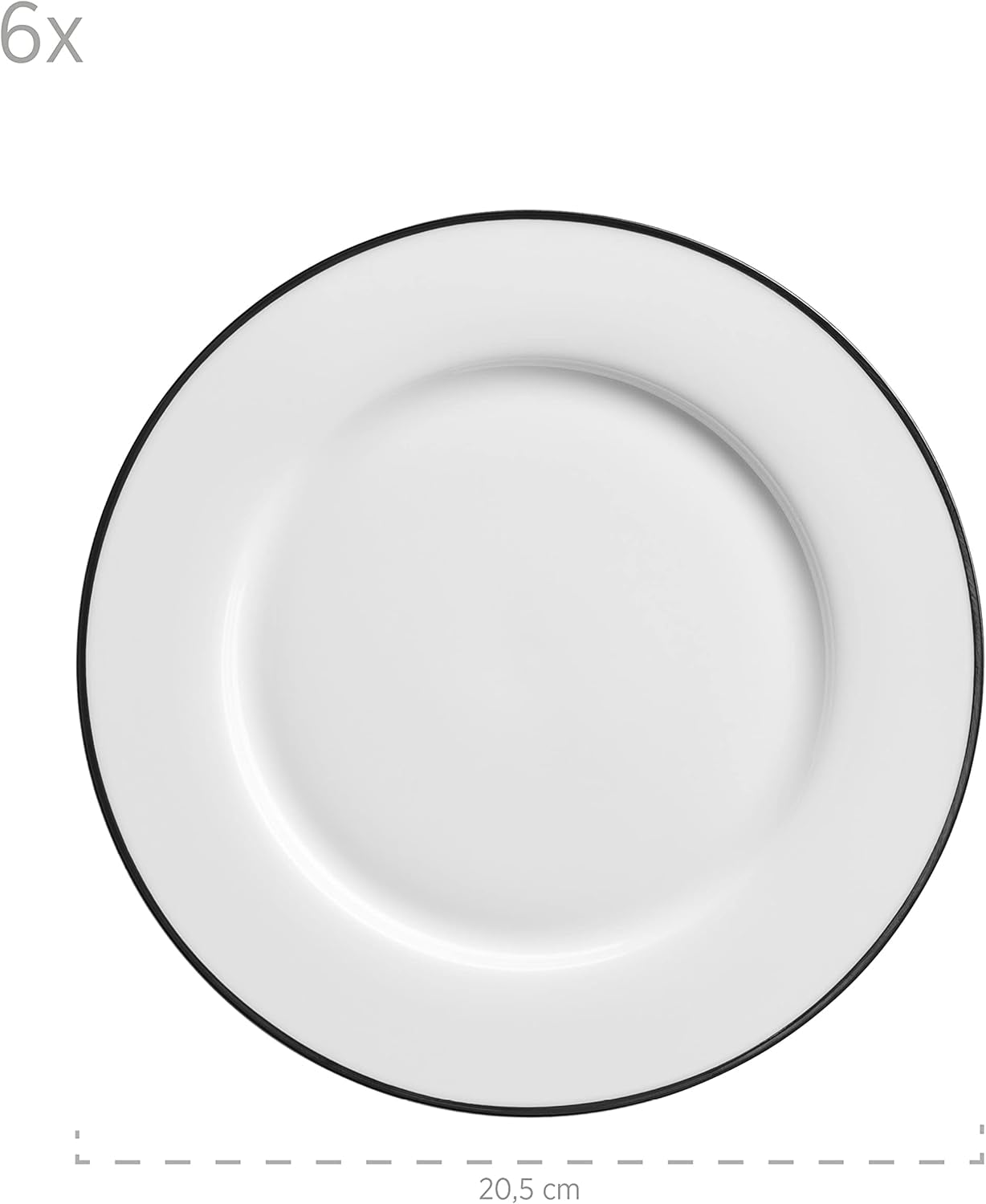 Mäser Serie Nola moderno servicio de café para 6 personas, blanco con borde negro, vajilla de 18 piezas, tazas de café, platillos y platos de postre, servicio de café redondo, juego de café blanco