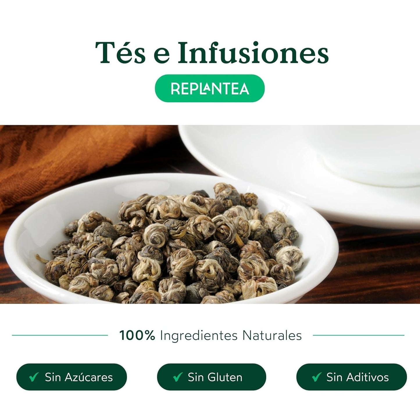 Té orgánico Jasmin Dragon Pearls (100 g) | Té verde premium en forma de perlas de jazmín enrolladas a mano | Especialidad de té con delicado aroma floral | REPLANTAR