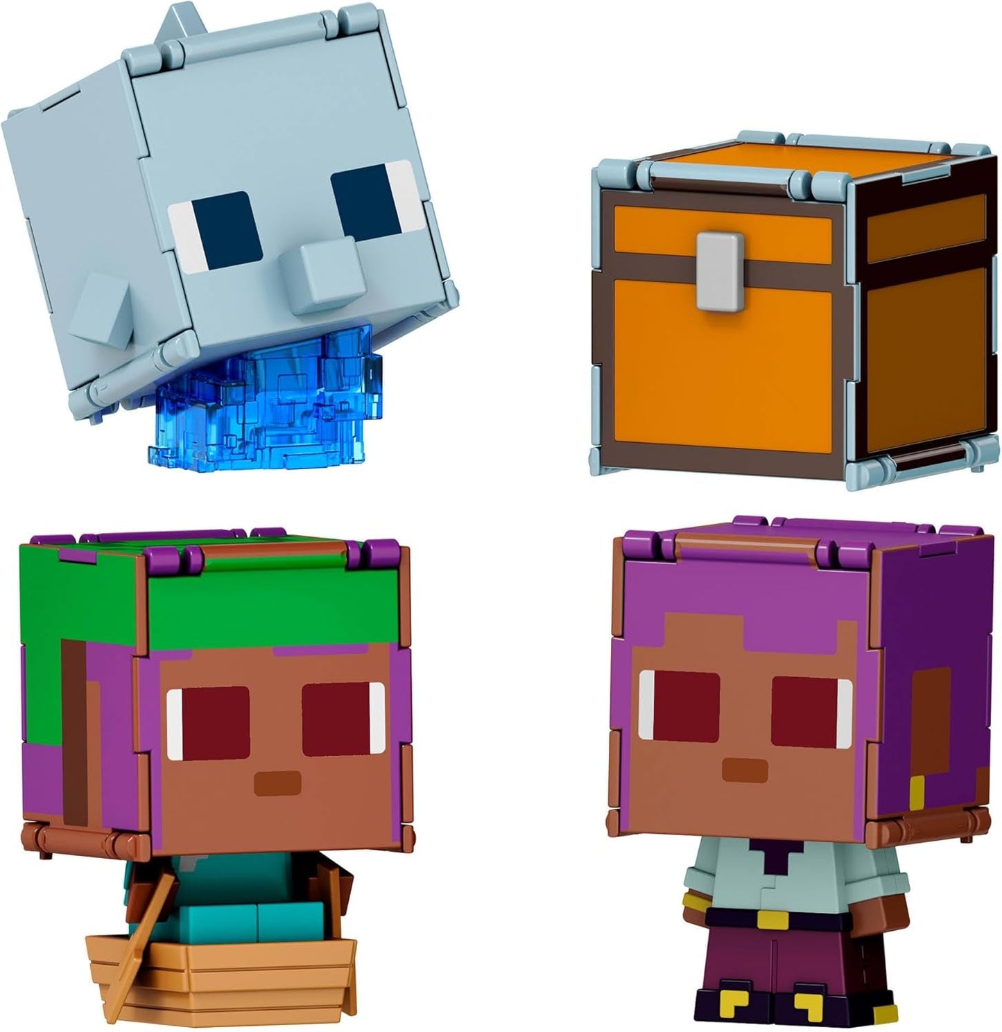 Mattel Minecraft Flippin' Figs, paquete de 2 ovejas y pollo con figuras de juego 2 en 1, cabezones y diseño de píxeles HXK17 Figuras de acción Naty Shop Ivy y el delfín