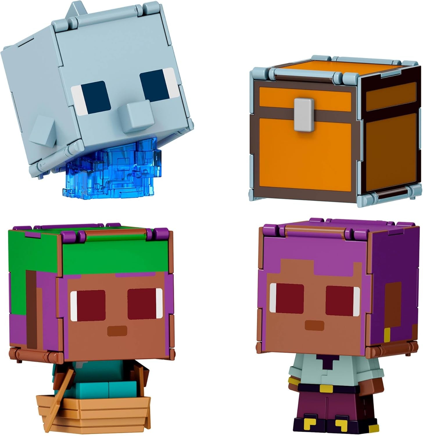 Mattel Minecraft Flippin' Figs, paquete de 2 ovejas y pollo con figuras de juego 2 en 1, cabezones y diseño de píxeles HXK17 Figuras de acción Naty Shop Ivy y el delfín