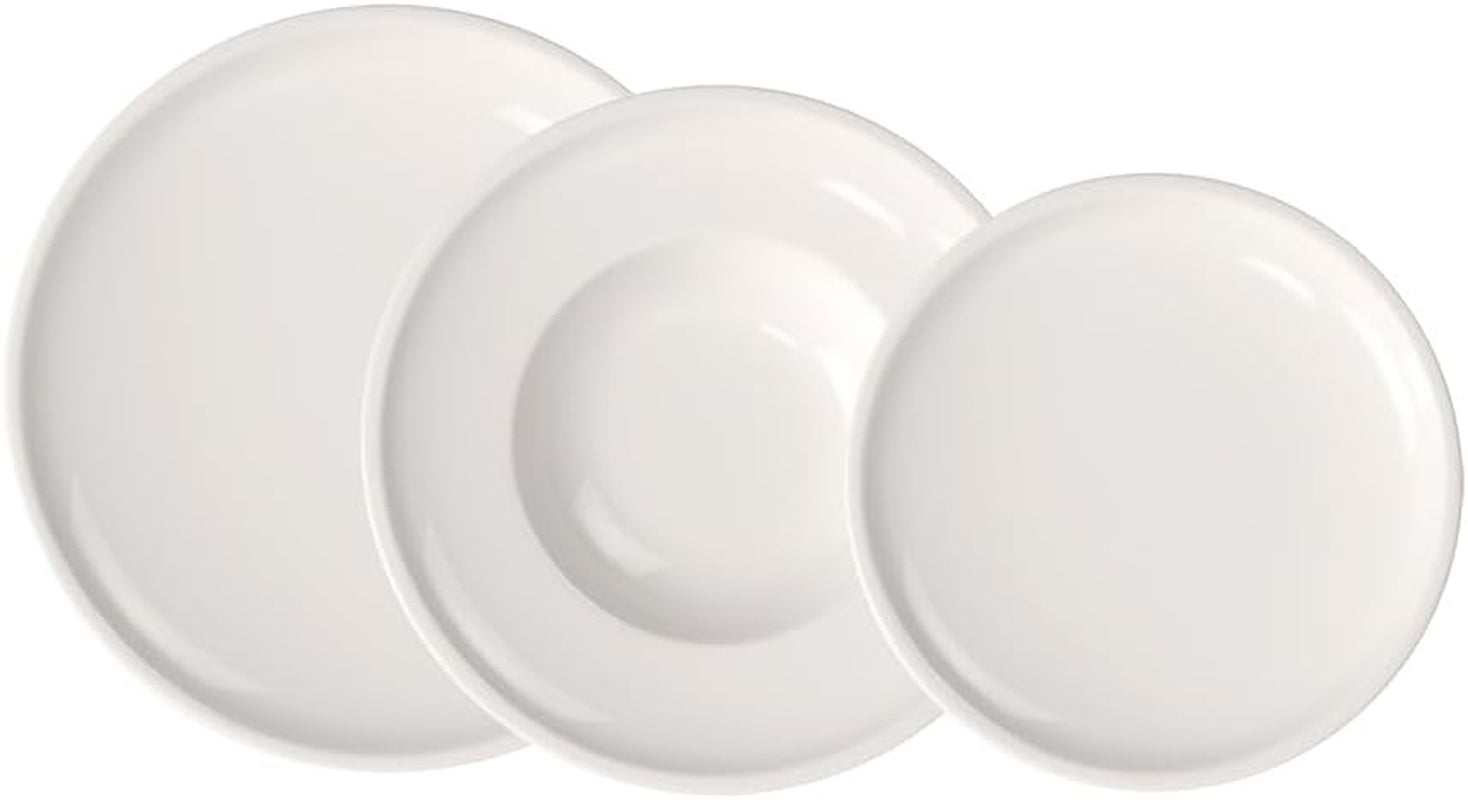 Villeroy & Boch - Artesano Vajilla para 2 6 Piezas, Blanco, Apto para Lavavajillas, Microondas, Juego de Cubiertos, Juego de Platos, Platos Llanos, Platos de Desayuno, Platos Llanos, Porcelana Premium