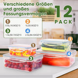 YASHE Tarros de almacenamiento de alimentos con tapa, juego de tarros de plástico de 12 piezas, sin BPA, 100% a prueba de fugas, apilables, cajas transparentes para almacenar alimentos Naty Shop