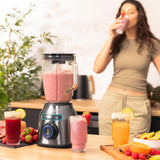 Cecotec Batidora amasadora Power Black Titanium 2200MAX Smooth, 2200 W de potencia máxima, 6 Klingen Aus Edelstahl, función Ice Crush, función Turbo y Smoothie, función Autoclean Cocina Naty Shop