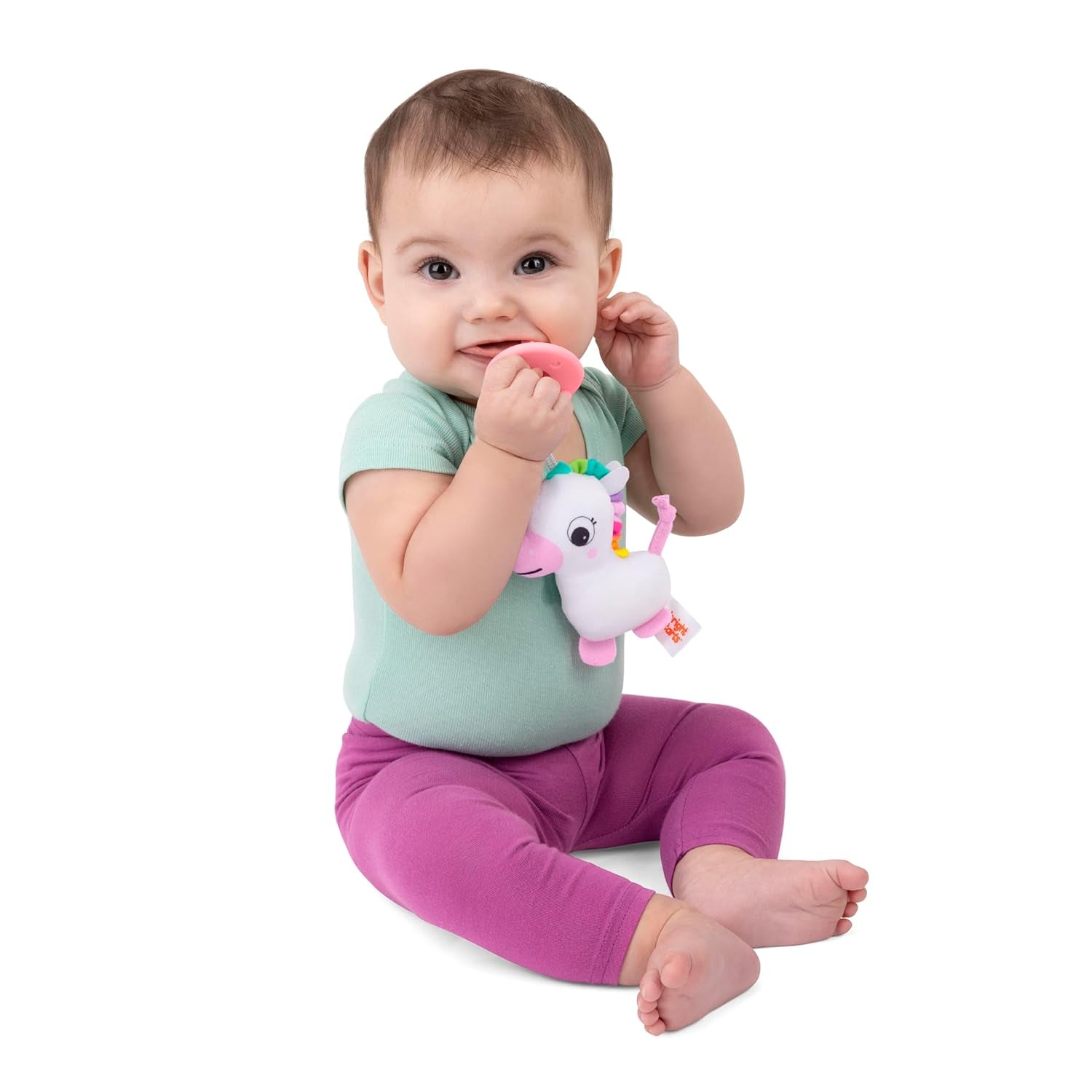 Bright Starts SootheMate Chupete de Peluche, Unicornio - Chupete desmontable con forma de chupete para recién nacidos y niños mayores