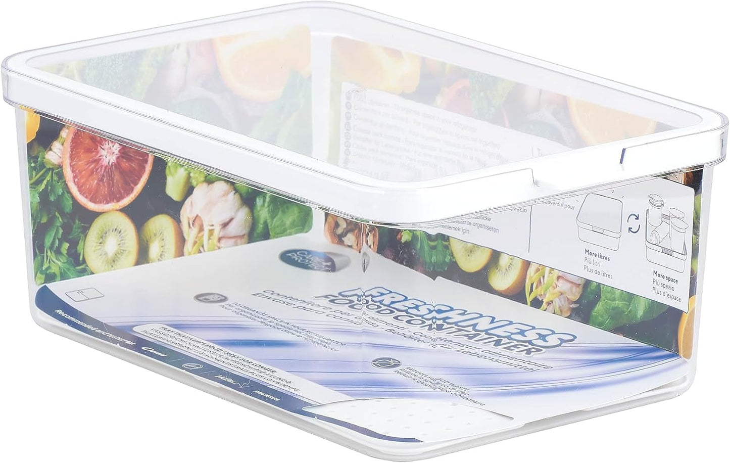 CARE + PROTECT Contenedor de comida inteligente, perfectamente apilable, organizador frigorífico, protege los alimentos de la humedad, mantiene los alimentos frescos por más tiempo, 2,15 L Naty Shop cajas de conservación de alimentos 4,65 L