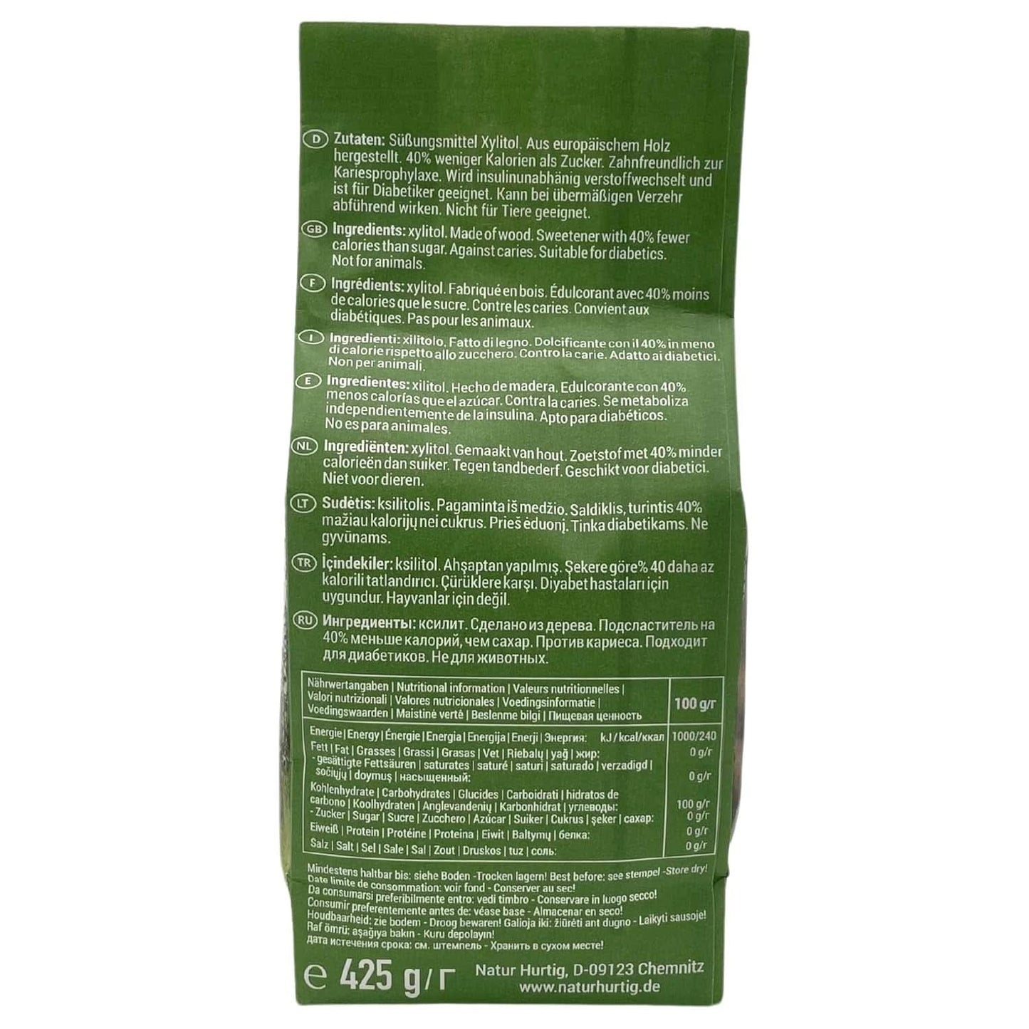 Azúcar de abedul, 425 gramos Edulcorantes Naty Shop