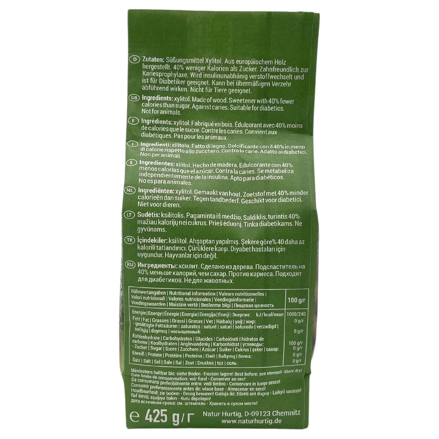 Azúcar de abedul, 425 gramos Edulcorantes Naty Shop