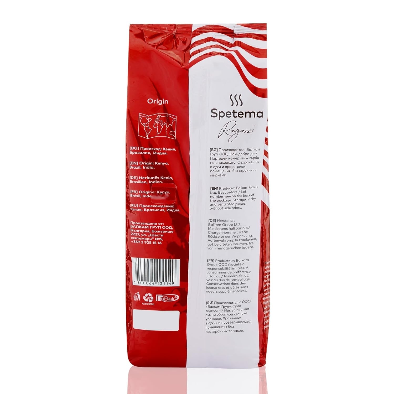 Spetema Kaffeebohnen Ragazzi Espresso Bar - 50% Arábica y 50% Robusta, Intensität 8/10, Mittlere Röstung, Zartes Aroma & Dichtes Geschmackserlebnis, 1 kg.
