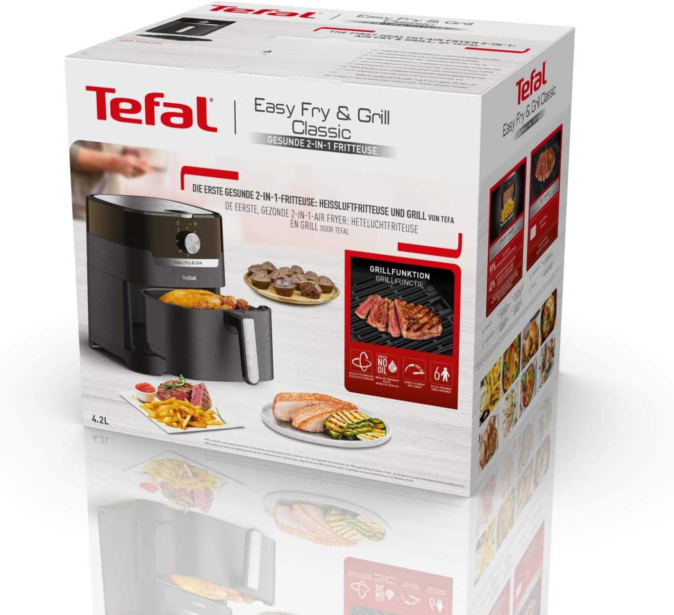 Tefal EY5018 Easy Fry & Grill Classic Air Fryer, Tecnología 2 en 1 (Air Fryer and Grill), XL, 4,2 litros para 6 raciones, 1550 vatios Electrodomésticos Naty Shop