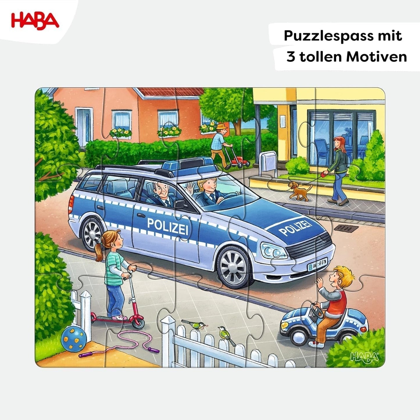 HABA Puzzle de Bomberos - Set de 3 Piezas para niños a partir de 3 años Puzzle de Cartón de Policía y Ambulancia - Promueve la motricidad fina y la concentración - 1302759001 Puzzle Naty Shop