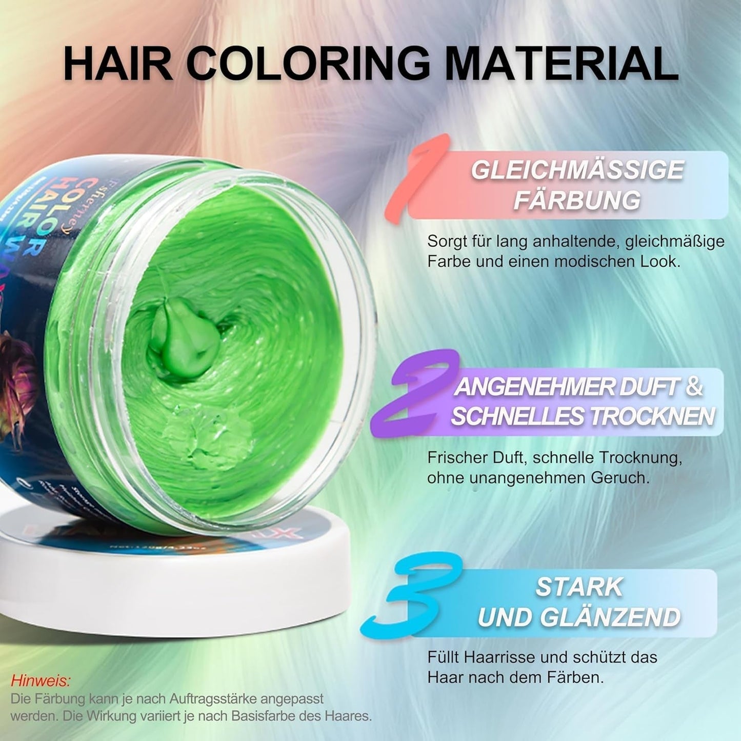 Tinte temporal para el cabello verde - Cera para teñir el cabello, tono de cabello para hombres y mujeres, pomada para el cabello natural, cera para teñir el cabello con clip de color para color de cabello de fiesta loca (4.23 oz, verde) Naty Shop Hair Dye