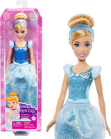 Mattel Princesa Cenicienta DISNEY - Muñeca móvil con disfraz brillante, zapatos y tiara desmontables, cabello peinable para divertirse en la peluquería, para niños a partir de 3 años, HLW06 Naty Shop Muñecas Cenicienta