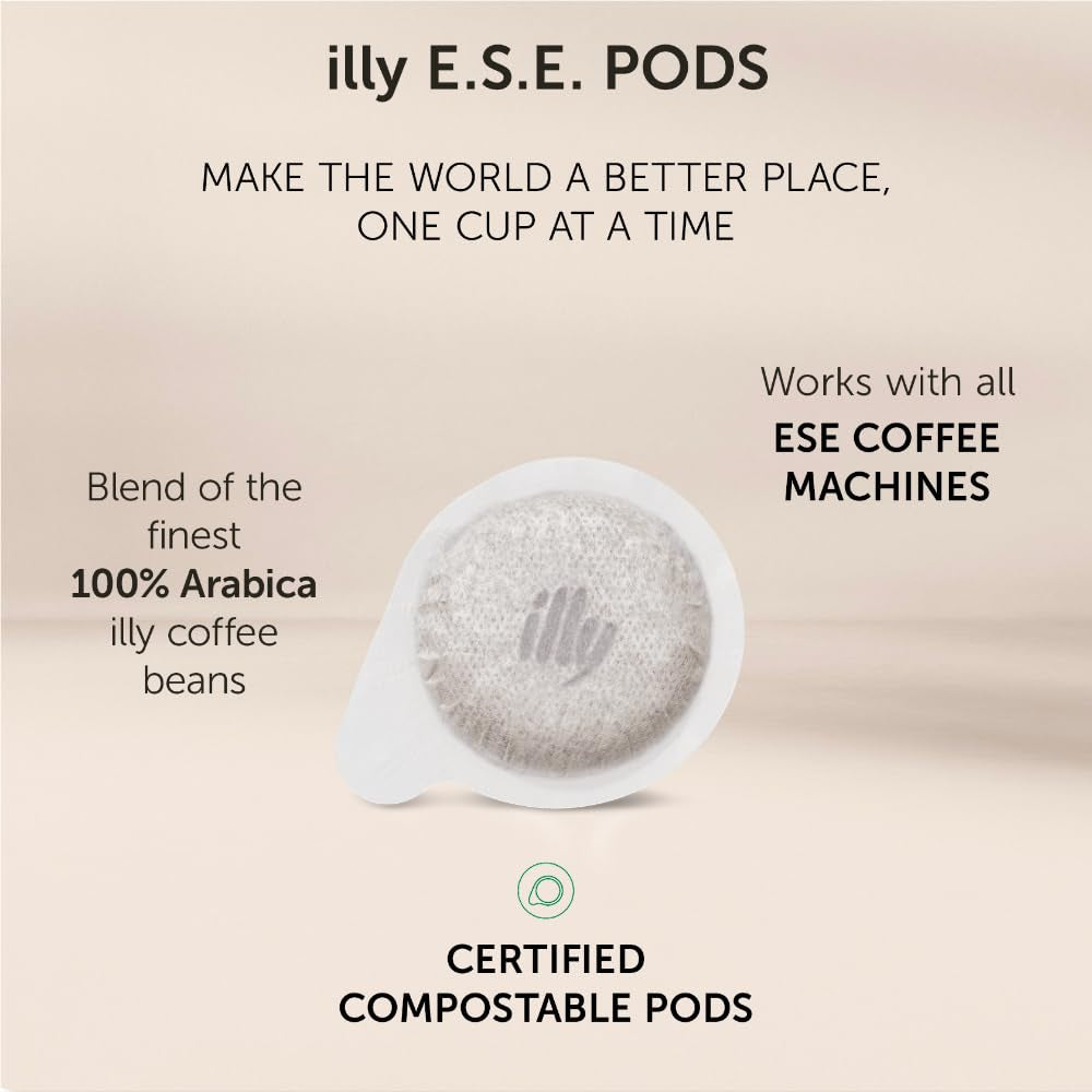 illy, Kaffee E.S.E. Pads Einzeldosis CLASSICO, 100% Arábica con Noten von Orangenblüten und Jasmin, Sanfter Gesmack und Süßer Nachgeschmack, 1 paquete con 18 cápsulas compostierbaren