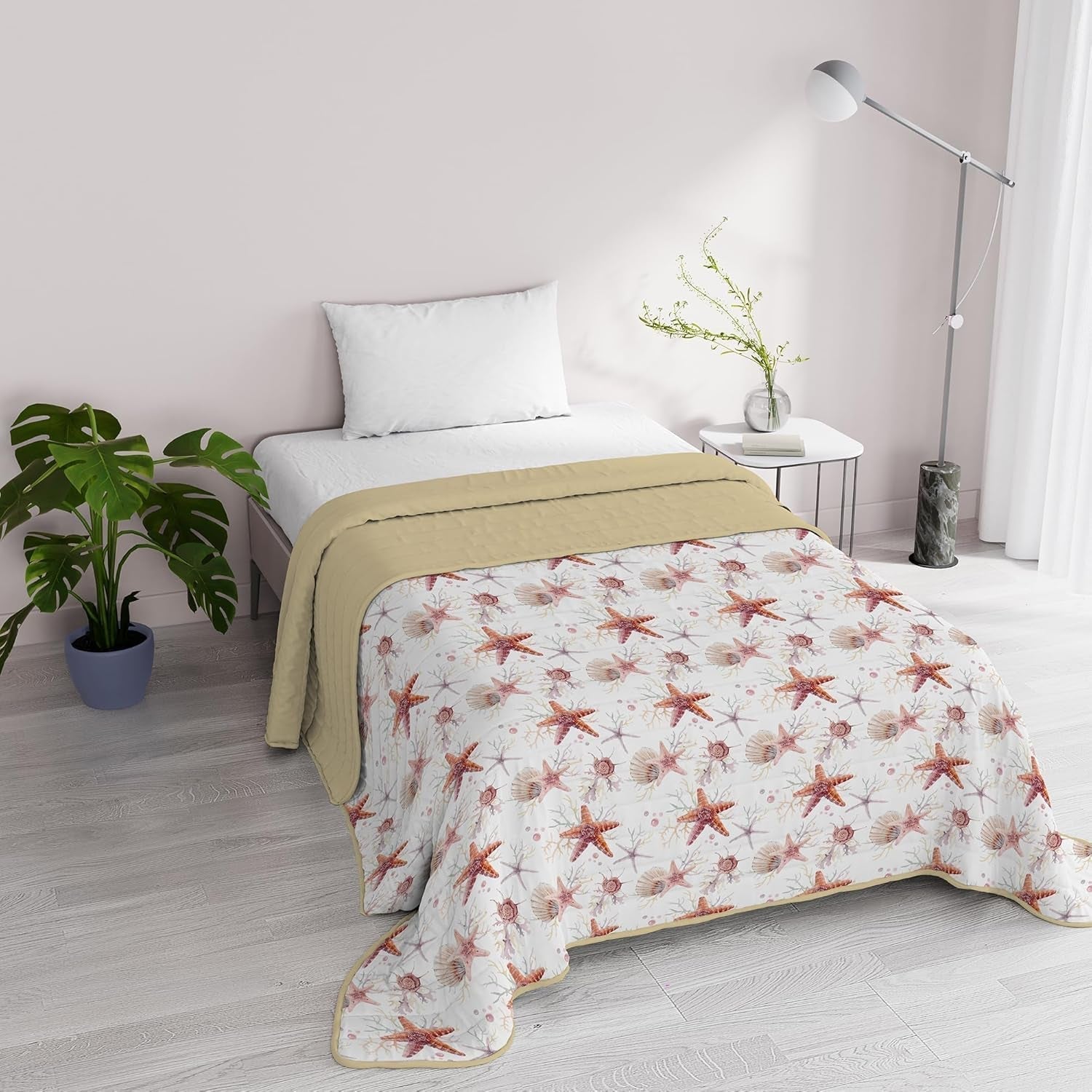 Fantasy Ropa de cama italiana Microfibra Verano 1,5 Cama Murrine Edredones Naty Shop Starfish 1 Posto E Mezzo