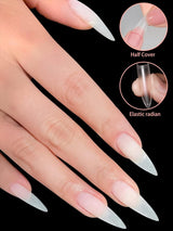 EBANKU 500 puntas de uñas postizas artificiales, gel suave mate, puntas transparentes, puntas de uñas artificiales para extensiones de uñas, juego de uñas postizas, 12 tamaños-A