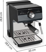 Cafetera espresso KRUPS Authentic+, 15 bar, funcionamiento intuitivo, diseño sofisticado, boquilla de vapor, accesorios ampliados incluidos, Bullet Dark silver/Acero inoxidable, XP384G10