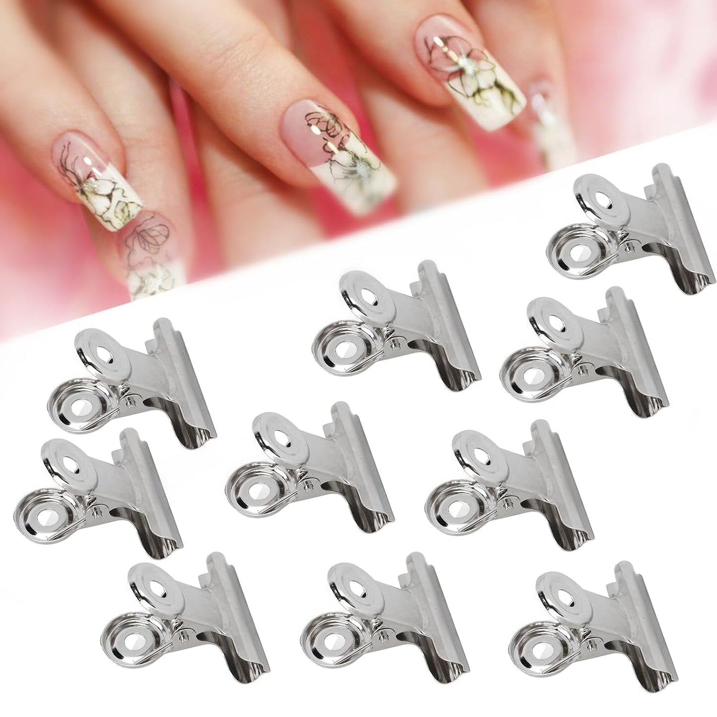 10 piezas Clips de uñas Clip de metal Clip de extensión de uñas Herramienta de arte de uñas Fijador de fibra de vidrio Accesorios de arte de uñas Equipo práctico duradero Salón de bricolaje para el hogar