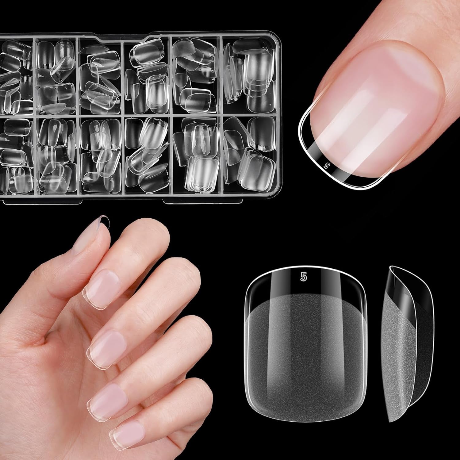 Uñas postizas cortas bailarina 120 Uds pegamento en 12 tamaños uñas artificiales cortas Gel suave cobertura completa puntas de uñas para uñas de Gel cortas S