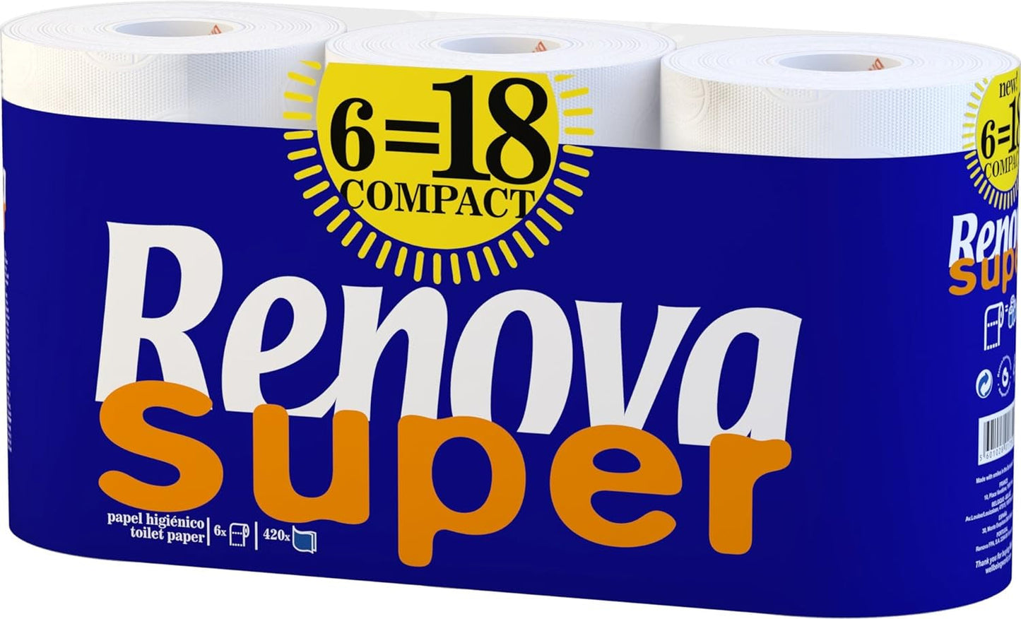 Papel higiénico RENOVA SUPER COMPACT 6 rollos