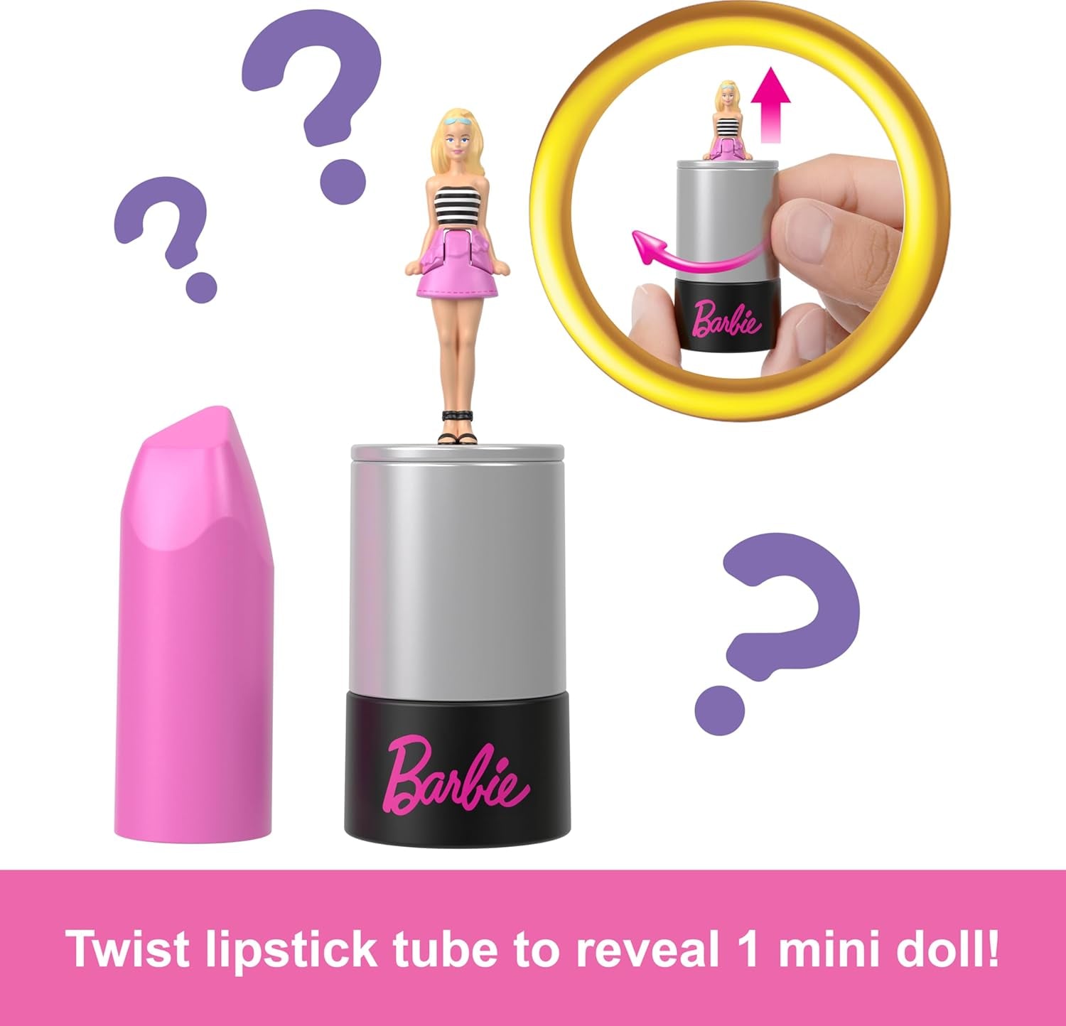 Barbie Mini Barbieland Juego de 5 muñecas Fashionistas, Aprox. Juego de colección sorpresa de minimuñecas de 3,8 cm de altura con fundas de lápiz labial (los estilos pueden variar), JBD26 Naty Shop Dolls