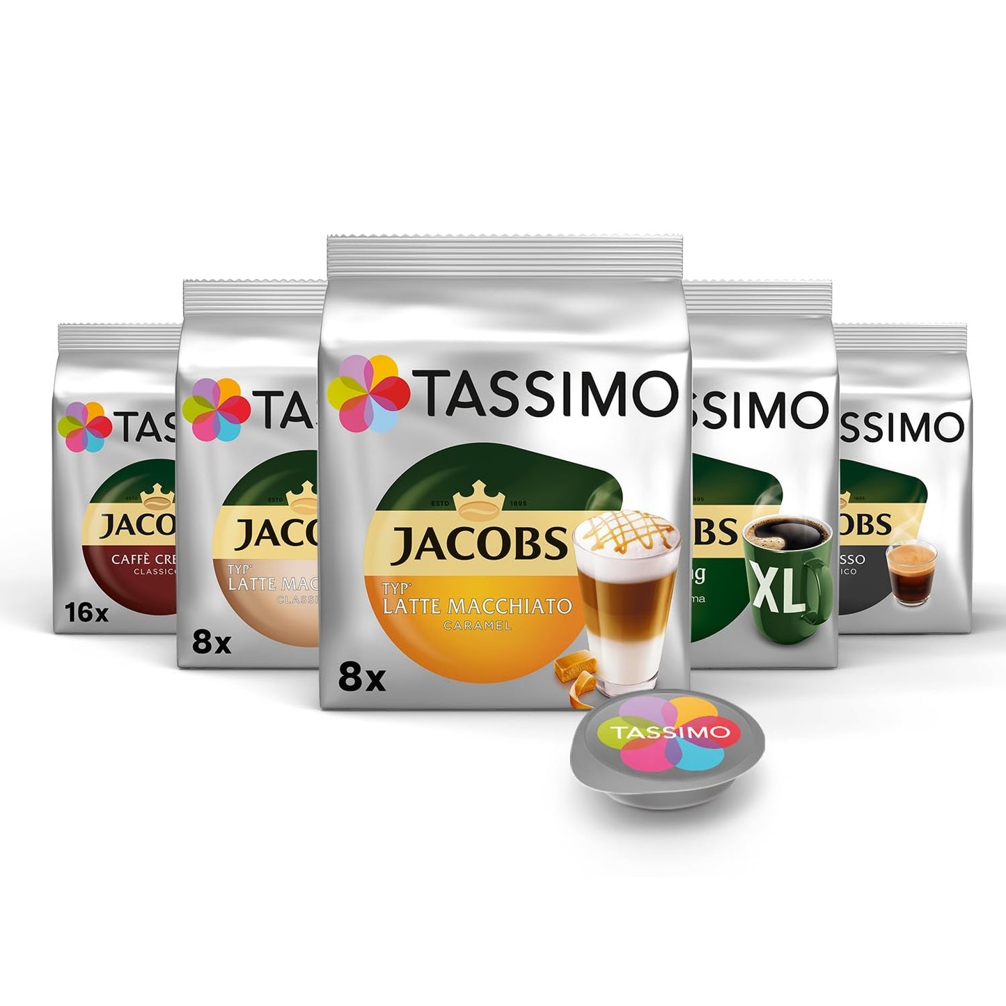 Tassimo Kapseln Probierbox, Vielfaltspaket, 64 almohadillas, 5 clasificados