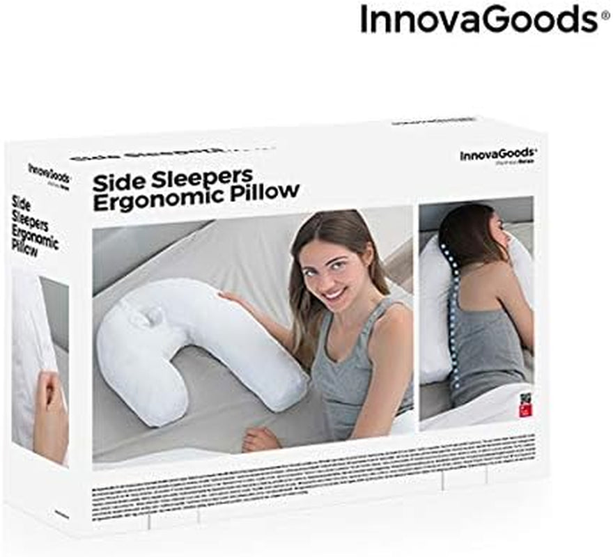 Innovagoods Almohada Ergonómica En Forma De U Para Dormir De Lado, Ideal Para El Embarazo, Favorece La Respiración Tranquila, Reduce Los Ronquidos, Algodón Y Poliéster, Blanco, 39 X 57 X 14 Cm Almohadas Ortopédicas Cervicales Naty Shop