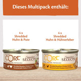 Wellness CORE Signature Selects 8 x 79 g, mezcla de pollo y pavo - Comida húmeda para gatos, deliciosas tiras en salsa, sin cereales, natural, hipoalergénica, alta en proteínas, alta en carne