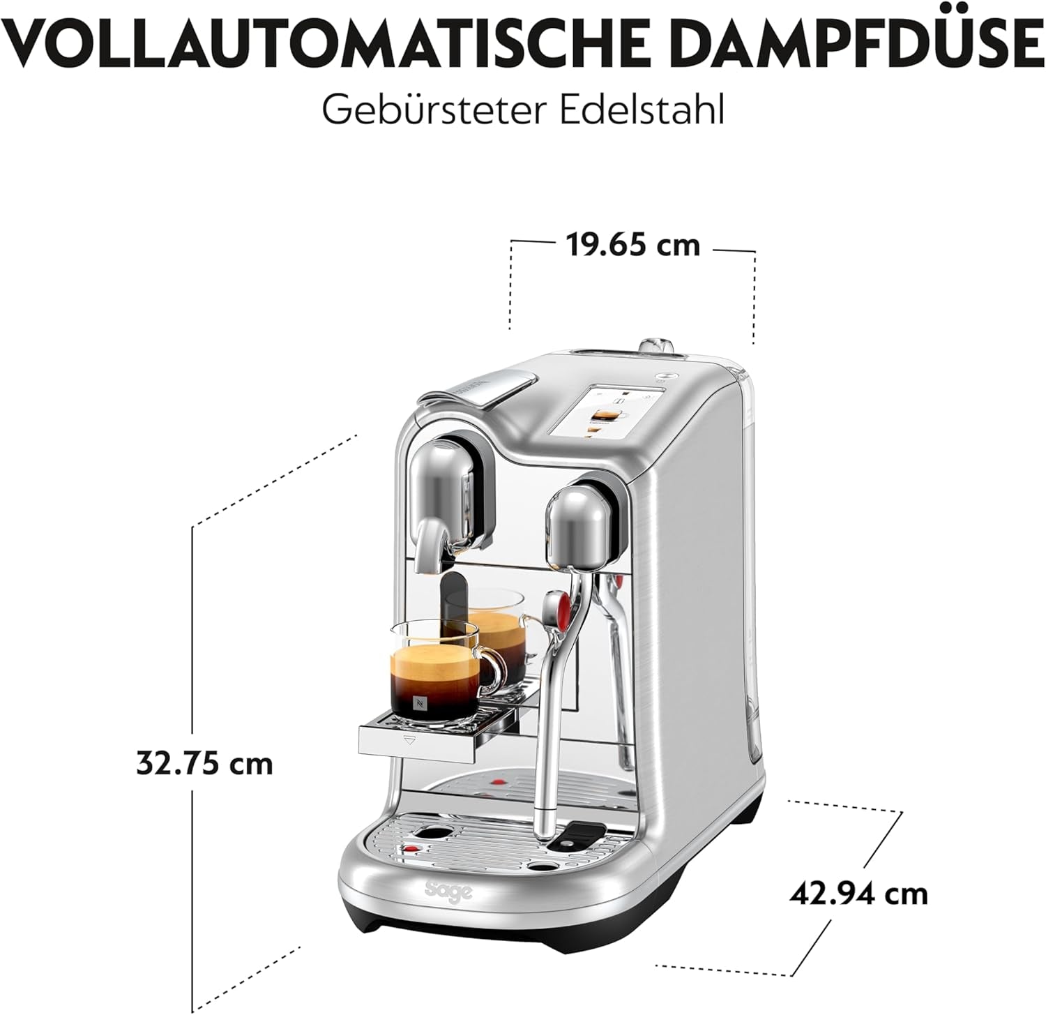 Máquina de café espresso Sage Nespresso Creatista Pro, acero inoxidable, acero inoxidable cepillado