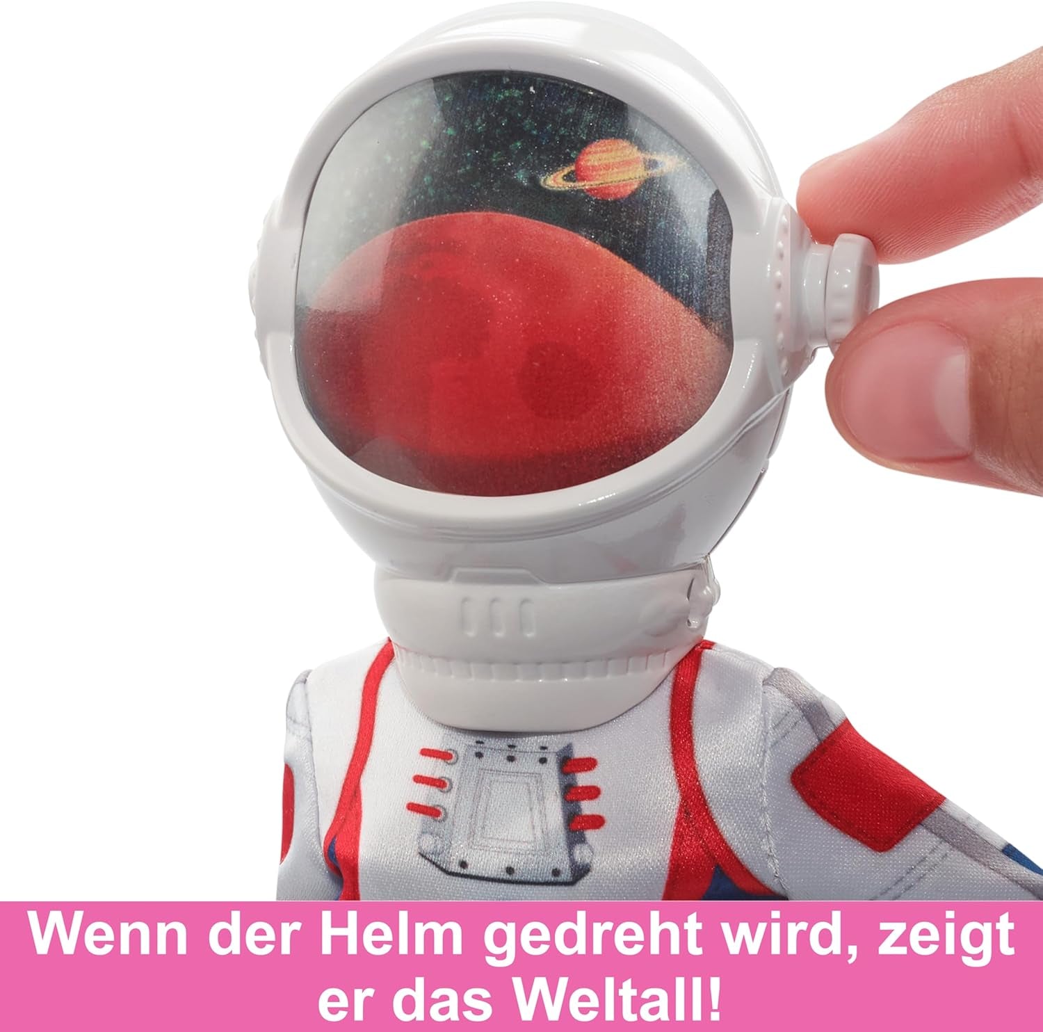 Muñeca Barbie de 65.º cumpleaños y 10 accesorios, juego de astronauta de muñeca morena, vehículo móvil con ruedas, casco espacial con visera cambiante y más, HRG45