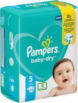 Pañales Pampers para bebés talla 5 (11-16 kg), 24 piezas, hasta 12 horas de protección contra fugas
