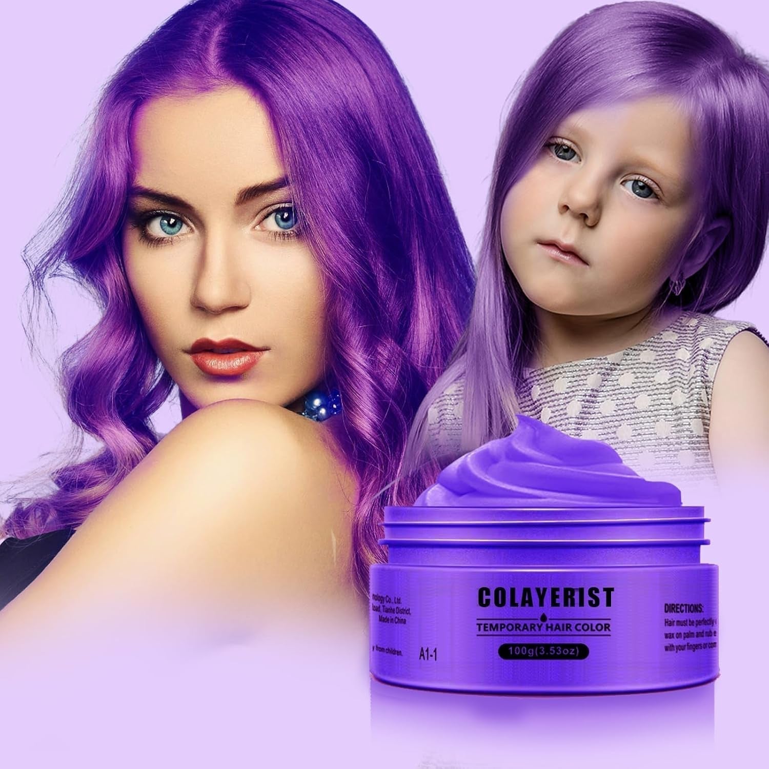 COLAYERIST Color de cabello negro temporal lavable Cera de color de cabello para hombres y mujeres Máscara de cabello para fiesta o cosplay Productos de color de cabello sin desorden Tinte para el cabello Naty Shop Púrpura
