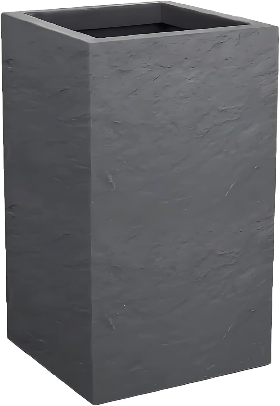 Jardinera Volcania Up, cuadrada, alta, 36 l, aspecto piedra, pared simple, depósito de agua, 29,5 x 29,5 x 49,5 cm, gris antracita