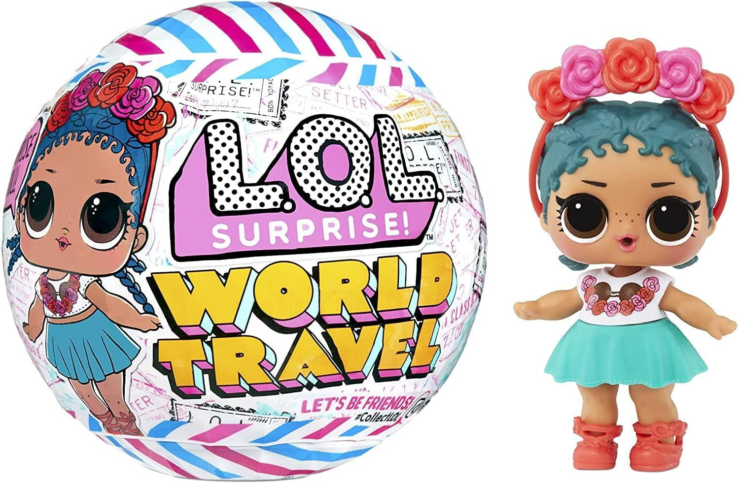 Jajaja ¡Sorpresa! World Travel Tots - Muñeca de moda con 8 sorpresas - Mensaje secreto, moda, accesorios y más - Coleccionable, surtido aleatorio - Regalo para niños de 4 años en adelante
