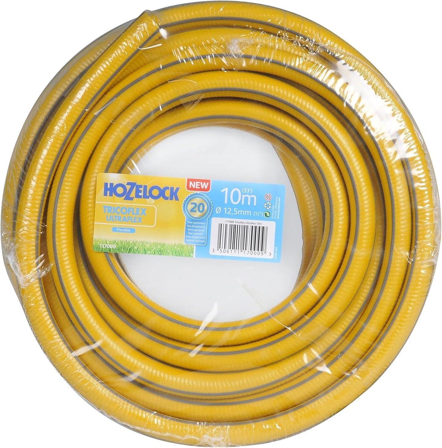 HOZELOCK - Manguera Tricoflex Ultraflex Ø 12,5 mm (1/2") 10 M: Manguera de jardín flexible resistente a la intemperie, antitorsión y antitorsión fabricada con un 40% de PVC reciclado [117000]