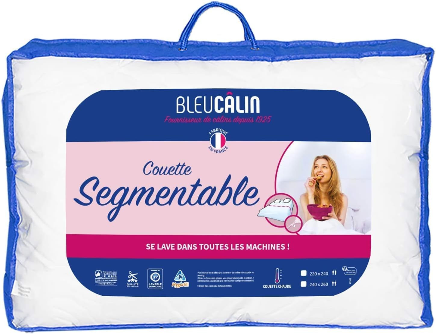 KSGB402460 Cama acolchada para 2 personas, fácilmente lavable, blanco, 220X240 cm Edredones y edredones Naty Shop